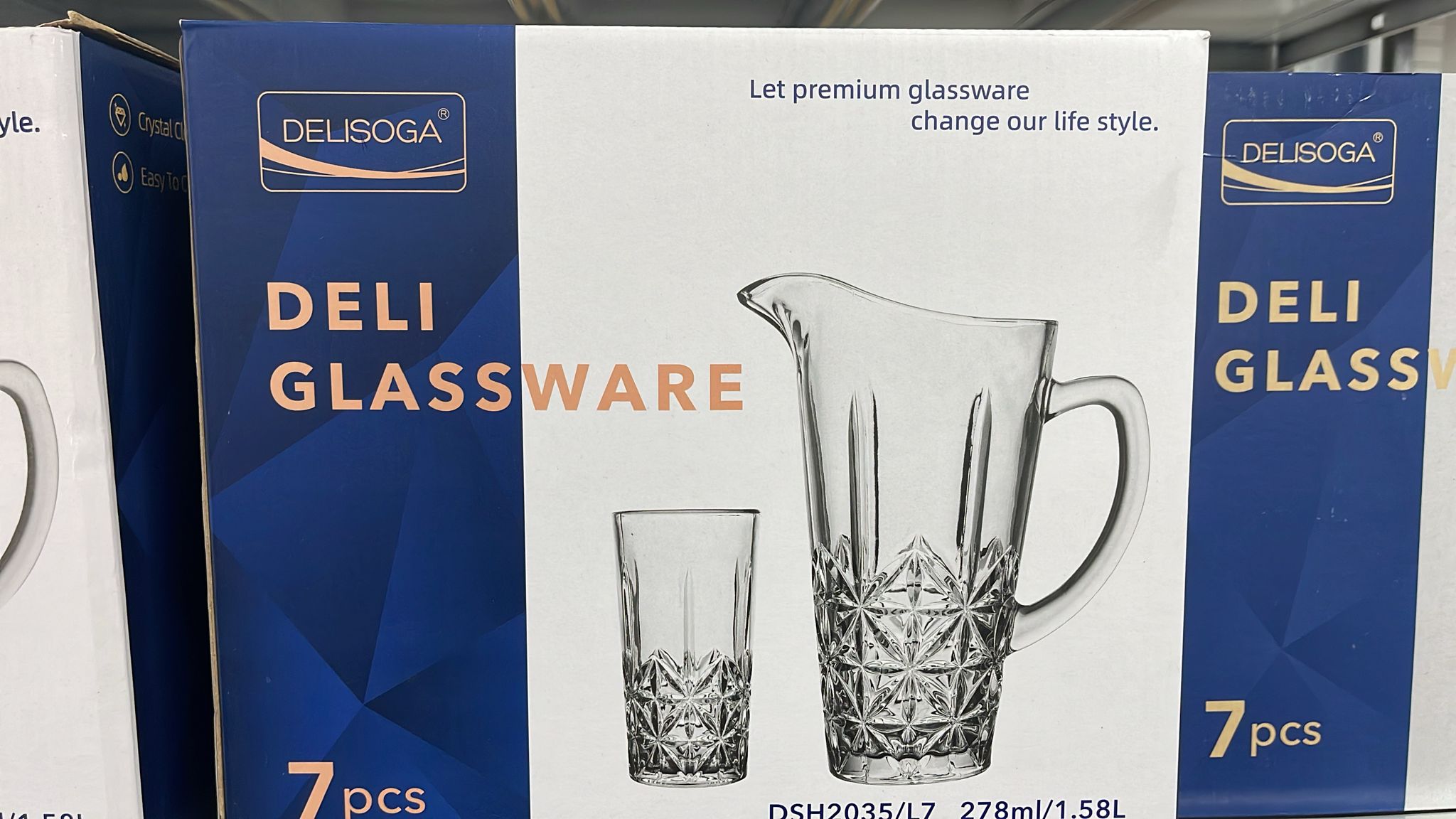 7 PCs Glass Water Set 1-Jug + 6-Glass | Deli Glassware