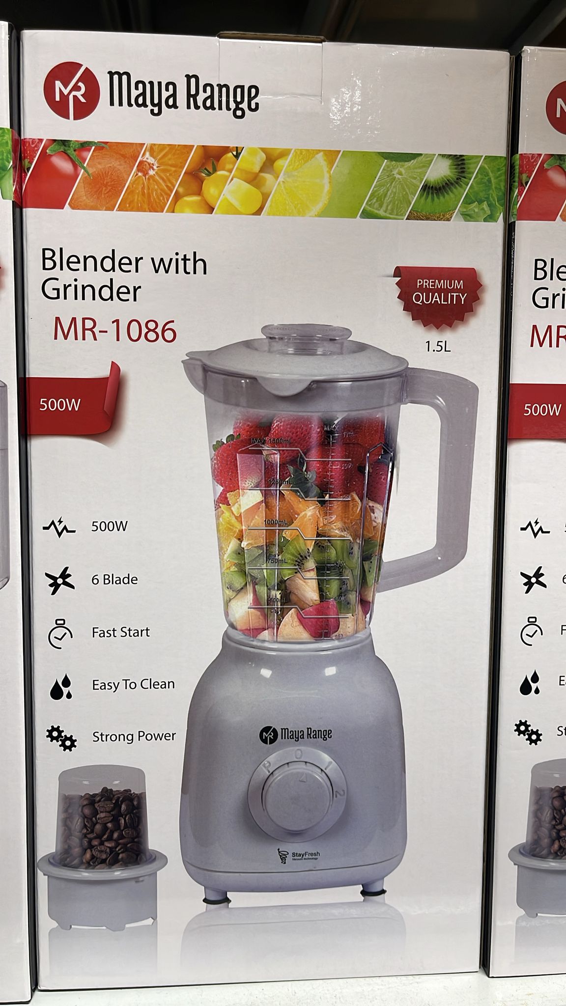 Maya Range Retro Jug Blender With Grinder, 1.5L Glass Jug
