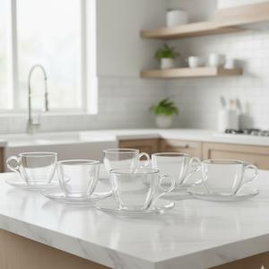 6PCS TEA/COFFE SET WITH SAUCER 210 ML