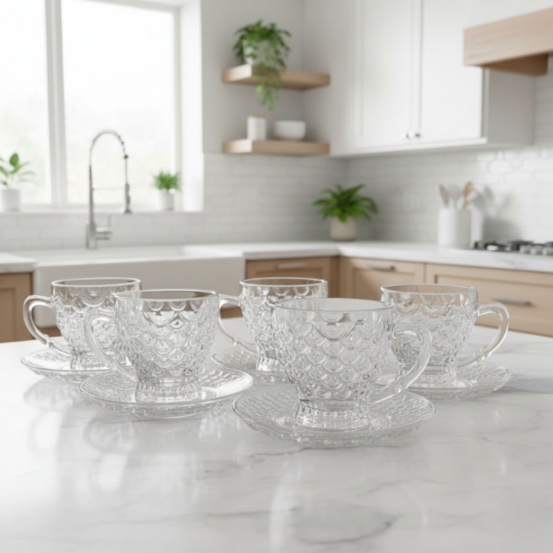 6PCS TEA/COFFE SET WITH SAUCER 210 ML