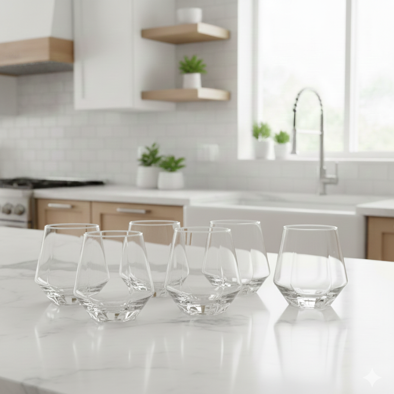 6PCS CRYSTAL GLASS TUMBLER SET 340ML