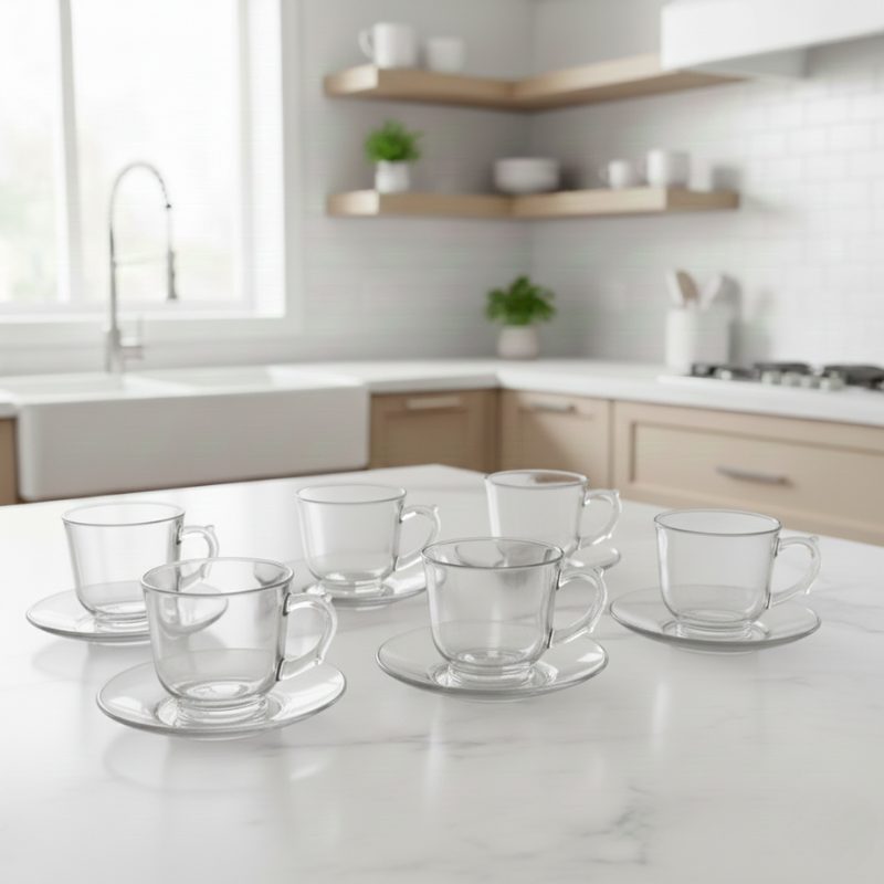 6PCS TEA/COFFE SET WITH SAUCER 240 ML