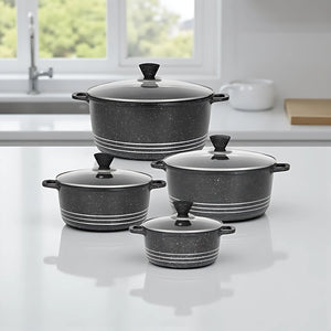 Grace Die-Cast Alumunium Stockpot Set 4pcs (Black)