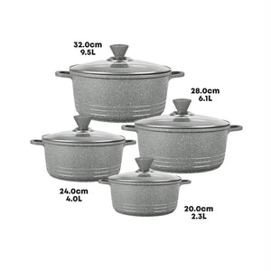 Grace Die-Cast Alumunium Non-Stick Stockpot Set 4pcs (Grey) - alt image