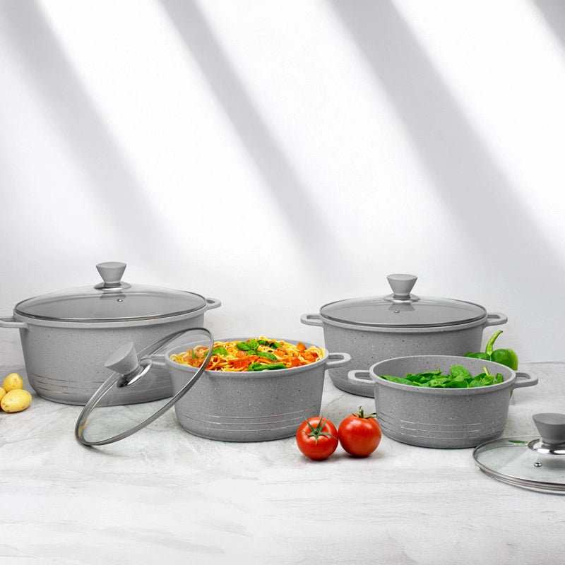 Grace Die-Cast Alumunium Non-Stick Stockpot Set 4pcs (Grey)