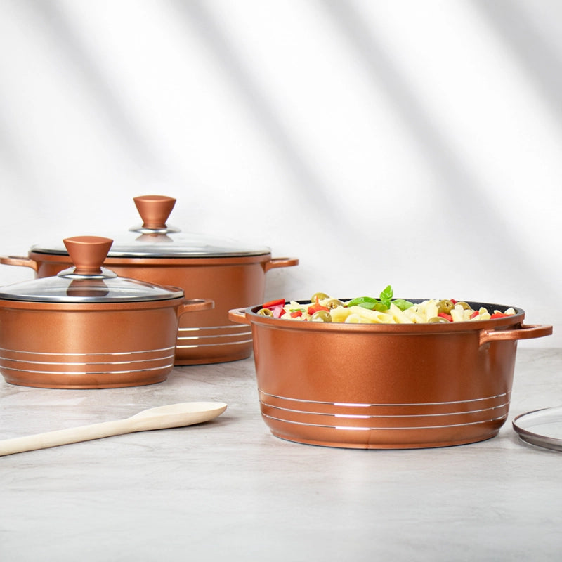 Grace Die-Cast Alumunium Non-Stick Stockpot Set 4pcs (Copper)