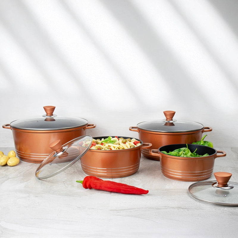 Grace Die-Cast Alumunium Non-Stick Stockpot Set 4pcs (Copper)